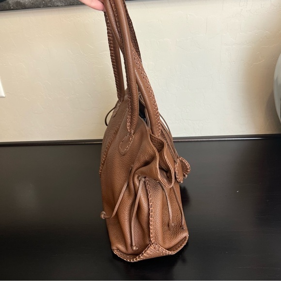 Carlos Falchi handmade Brown soft pebbled leather bag 9”x16” - Picture 5 of 16